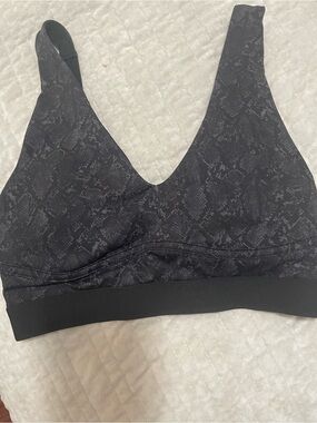 Fabletics Black Snake-Print Wireless Sports Bra